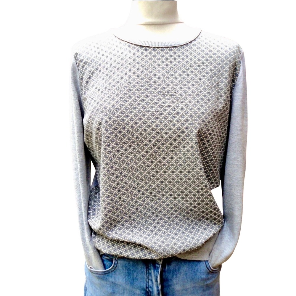 Ann Taylor Mixed Media Lightweight‎ Geometric Print sweater Size XL